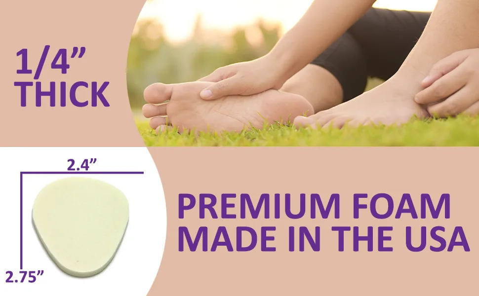 Metatarsal Foam Foot Pad - 1/4 Thick - 6 Pairs (12 Pieces) White 6 Pair (Pack of 1) - Dimensions