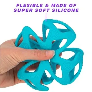 Nuby 100% Silicone Tuggy Teether Ball  6 Months +  Colors May Vary 1 Count (Pack of 1) multi - flexible