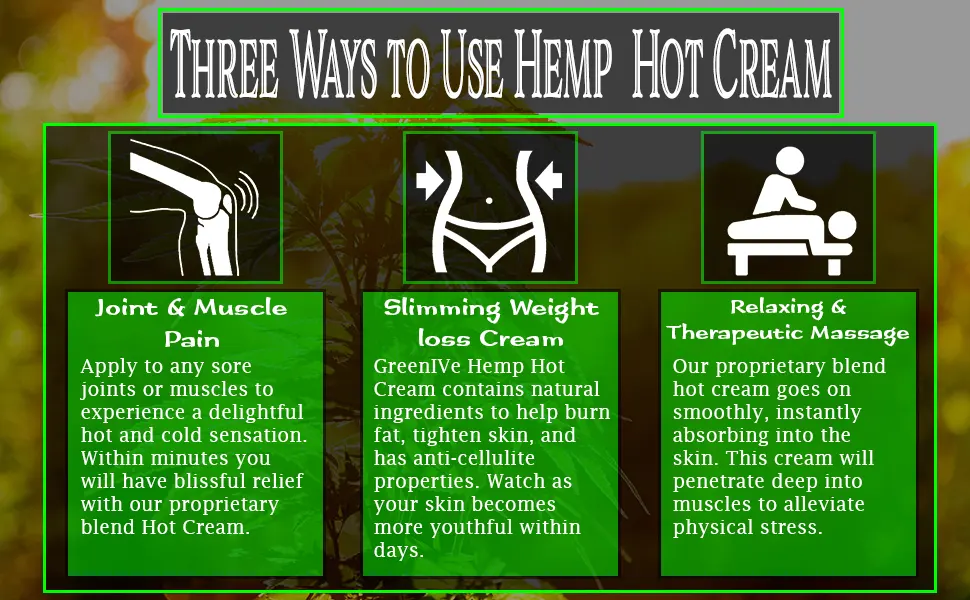 GreenIVe Hemp Hot Cream Soothing Moisturizing Hemp Hot Cream Exclusively on Amazon (8 oz Jar) 8 Ounce (Pack of 1) - hemp uses