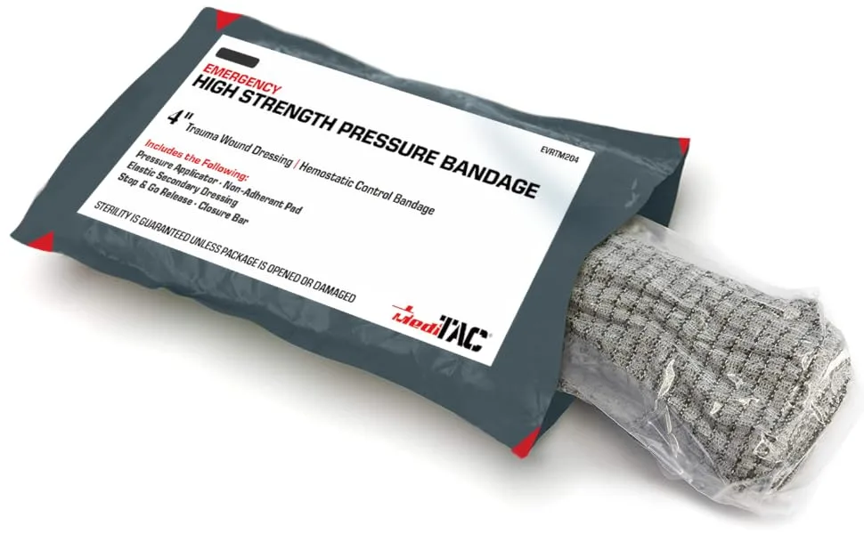 MediTac Emergency High Strength Pressure Bandage Trauma Wound Dressing Hemostatic Control Bandage - 4 Inch 4 Inch (Pack of 1) - large image