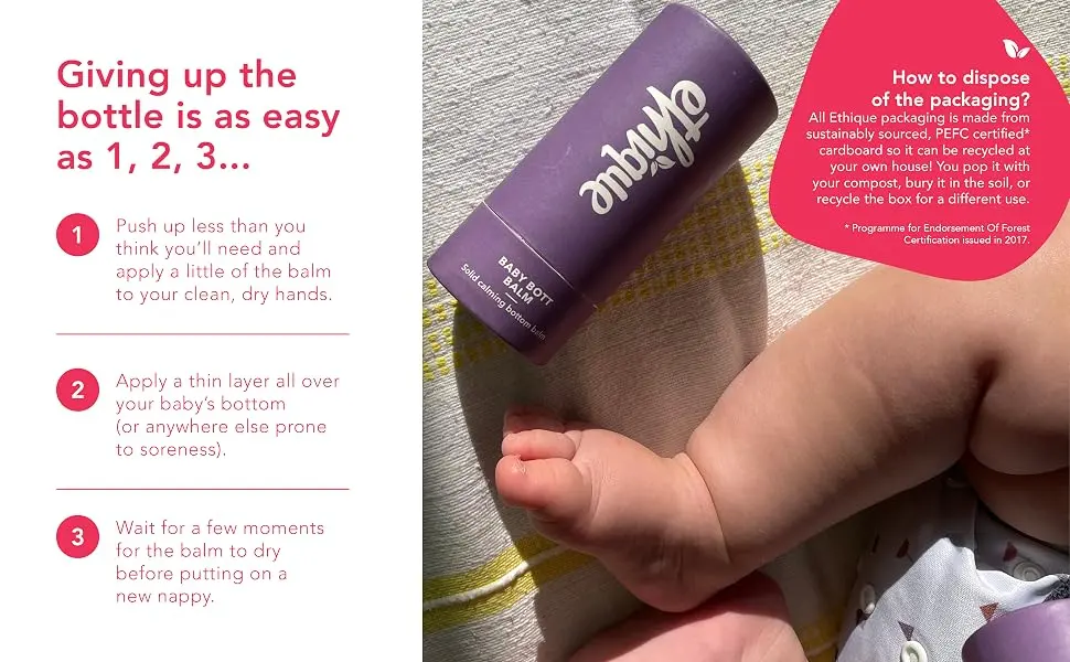 Ethique Baby Bott Balm Calming Solid Bum Balm for Babies - Plastic-Free  Vegan  Cruelty-Free  Eco-Friendly  3.53 oz (Pack of 1) - Baby, baby balm