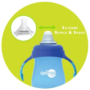 Avima Baby 9 oz Trainer Sippy Cups  Pink (Set of 2) Pink 2 Count (Pack of 1) - training cup 1