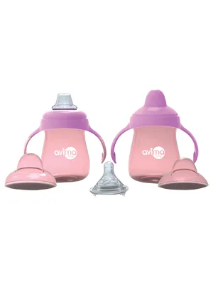 Avima Baby 9 oz Trainer Sippy Cups  Pink (Set of 2) Pink 2 Count (Pack of 1) - Training Cups