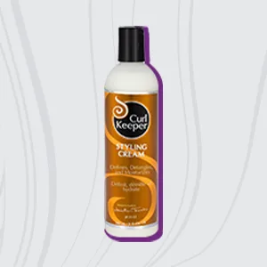 Curl Keeper Refresh Next Day Styling Spray (3.4 oz) 3.4 Fl Oz (Pack of 1) - Light gray box with dark gray border, with Curl Keeper Styling Cream in an orange bottle.