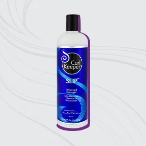 Curl Keeper Refresh Next Day Styling Spray (3.4 oz) 3.4 Fl Oz (Pack of 1) - Light gray box with dark gray border, with Curl Keeper Slip in a blue spray bottle.