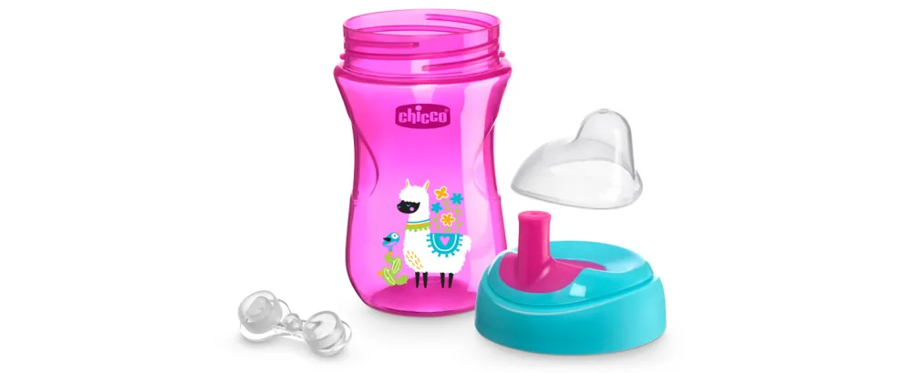 Chicco Sport Spout Trainer  Spill Free Baby Sippy Cup  9 Months  Teal/Blue  2 Count (Pack of 1) - First Straw Trainer