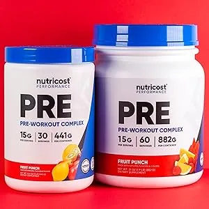 Nutricost Pre-Workout Powder Complex  Peach Mango  60 Servings  Vegetarian  Non-GMO and Gluten Free Peach Mango 60.0 Servings (Pack of 1) - Nutricost Preworkout Fruit Punch 30 servings 60 servings non-gmo gluten-free