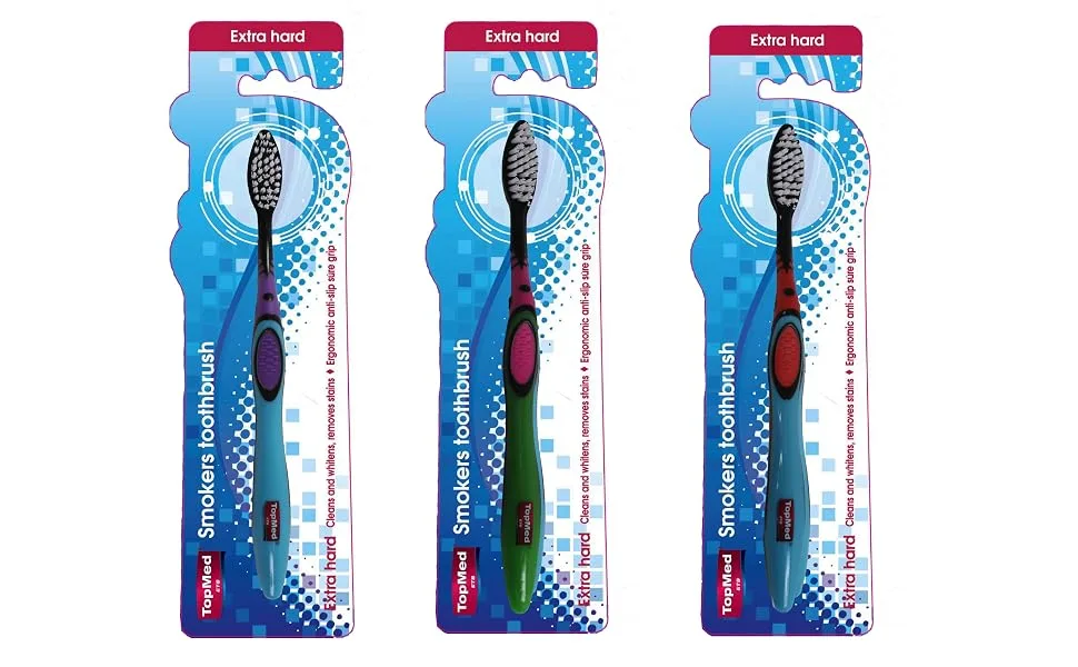 Top Med ETS Smokers Toothbrush Extra Hard (Color May Vary) 1 Count (Pack of 1) - Smokers Toothbrush