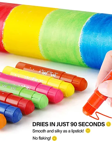 MayMoi Washable Tempera Paint Sticks | Non-Toxic  Quick Drying & No Mess Paint Sticks for Kids (24 Bright Colors  6g) 24 Count (Pack of 1) - Tempera Paint Sticks