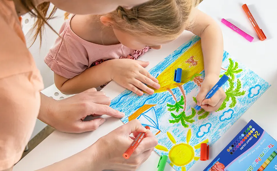 MayMoi Washable Tempera Paint Sticks | Non-Toxic  Quick Drying & No Mess Paint Sticks for Kids (24 Bright Colors  6g) 24 Count (Pack of 1) - Tempera Paint Sticks for kids