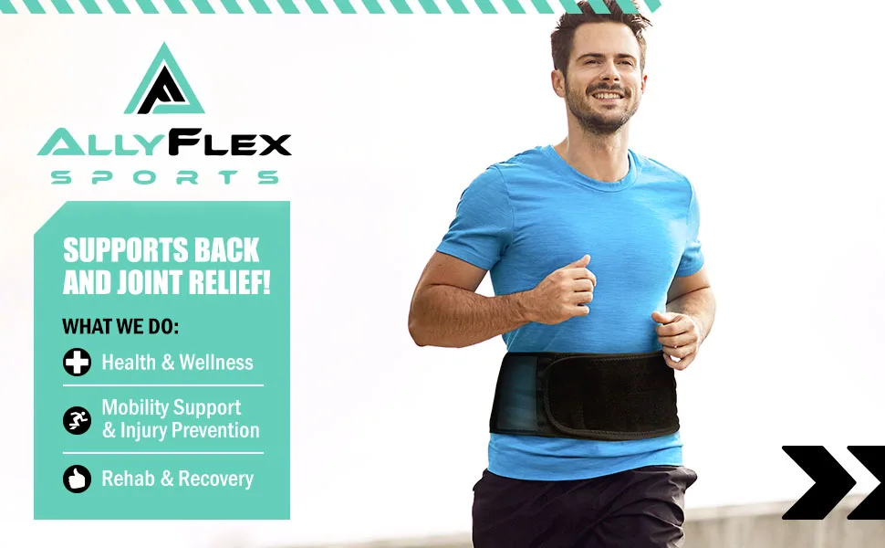 AllyFlex Sports - Back Brace for Lower Back Pain  Back Support Belts with Adjustable Strap  Breathable Lumbar Support Belt with 3D Lumbar Pads  Slim Fit Lumbar Brace  Medium Medium (Pack of 1) - back brace back support belt back belt support for men lower back pain lumbar support belt back
