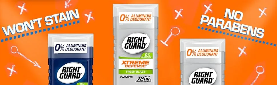 Right Guard Sport Aluminum-Free Deodorant Invisible Solid Stick  Fresh  3 oz . 4 Count (Pack of 1) - Right Guard
