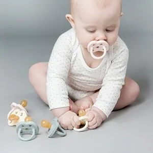 Natural Rubber Pacifier Round Newborn 0+ Months Single-Pack - Powder Pink 1 Count (Pack of 1) Powder Pink - HEVEA pacifiers natural rubber plastic-free non-toxic compostable