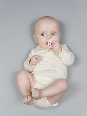 Natural Rubber Pacifier Round Newborn 0+ Months Single-Pack - Powder Pink 1 Count (Pack of 1) Powder Pink - HEVEA pacifiers natural rubber plastic-free non-toxic compostable