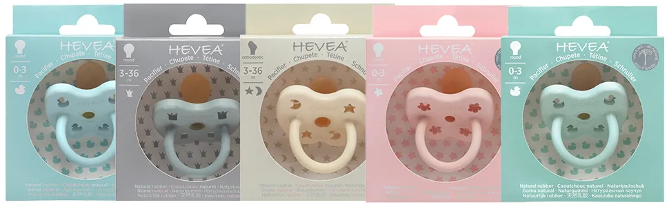 Natural Rubber Pacifier Round Newborn 0+ Months Single-Pack - Powder Pink 1 Count (Pack of 1) Powder Pink - HEVEA pacifiers natural rubber plastic-free non-toxic compostable