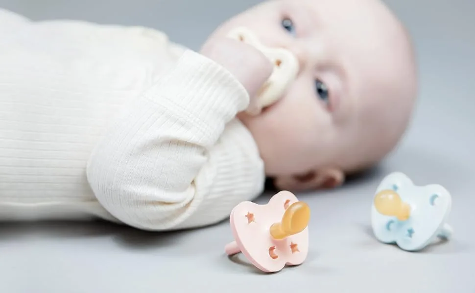 Natural Rubber Pacifier Round Newborn 0+ Months Single-Pack - Powder Pink 1 Count (Pack of 1) Powder Pink - HEVEA pacifiers natural rubber plastic-free non-toxic compostable