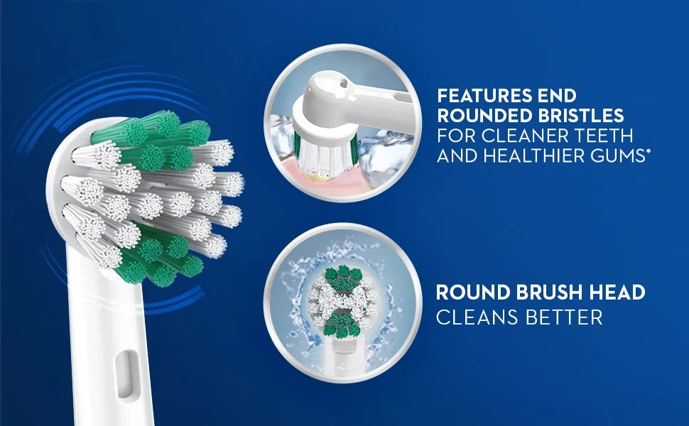 Oral-B Daily Clean Electric Toothbrush Replacement Brush Heads Refill  3 Count 3 Count (Pack of 1) - features end rounded bristles for cleaner teeth and healthier gums. round brush head cleans better
