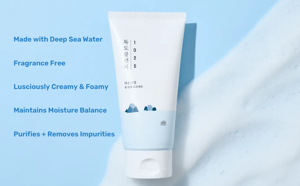 ROUND LAB 1025 Dokdo Cleanser 150ml / Moisturizing  Cleansing  Gentle  Bubbly Foam Cleanser (150ml) 5 Ounce (Pack of 1) - Cleanser