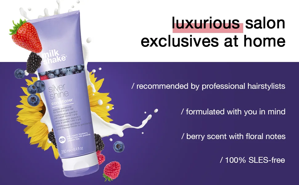 milk_shake Silver Shine Conditioner 8 Fl Oz Mixed Berries 3.4 Fl Oz (Pack of 1) - milkshake conditioner, silver conditioner, blonde conditioner, purple toning conditioner, milk shake