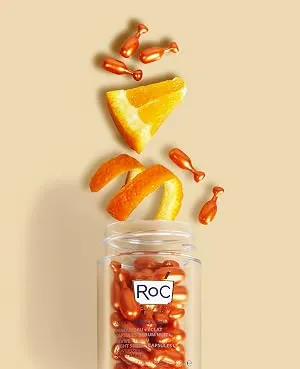 RoC Multi Correxion Revive + Glow 20% Pure Vitamin C Night Serum Capsules for Brightening  Dark Spots  and Texture 30 Count (Pack of 1) - RoC Multi Correxion Revive + Glow Night Serum Vitamin C Capsules