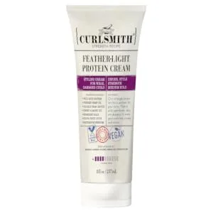 CURLSMITH - Feather-Light Protein Cream  Hair Styling Cream for Weak  Damaged Curls  Medium Hold (8 fl oz) 8.01 Fl Oz (Pack of 1) - Curlsmith Featherlight Protein Cream
