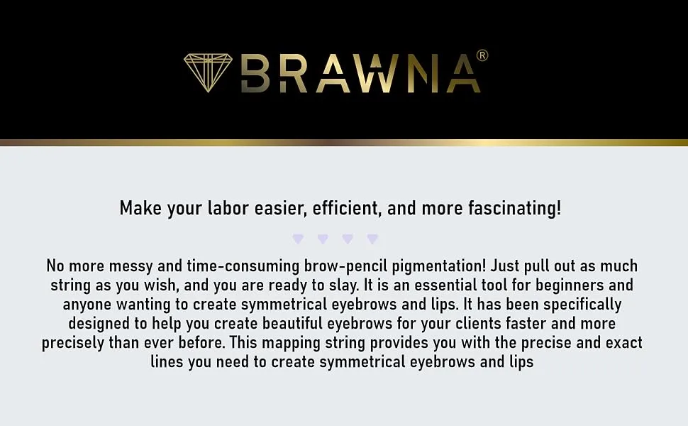  12M  White Brow Mapping string for Eyebrow Measuring - Microblading Supplies - PMU Kit - Pre inked Mapping Thread 1 Count (Pack of 1) white - BRAWNA brings the most efficient white brow mapping string.