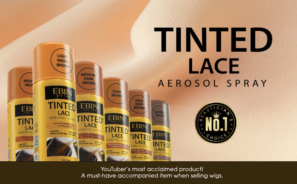 EBIN NEW YORK Tinted Lace Aerosol Spray - Natural Beige 2.7oz/ 80ml  Quick dry  Water Resistant  No Residue  Water Resistant  Even Spray  Matching Skin Tone  Natural Look 2.7 Fl Oz (Pack of 1) Natural Beige - tinted lace spray