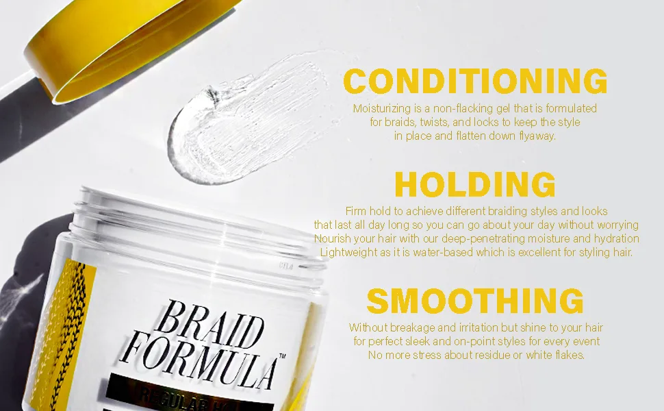EBIN NEW YORK Braid Formula Conditioning Gel  Original/Regular Hold  6.35oz/180ml   Clean/Aloe Vera Scent  Shine  Braid Control  No Residue  No Flaking  Smoothing  Strong Hold 6.35 Ounce (Pack of 1) - braiding gel braid hair hair stylist natural hair wig hair afro hair