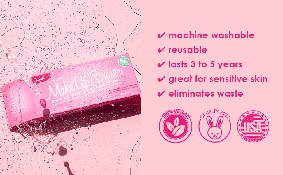 MakeUp Eraser Puff 5pc Set  Reusable and Machine Washable Rounds  Laundry Bag Included 5 Count (Pack of 1) - makeup eraser reusable makeup remover cloth wipe