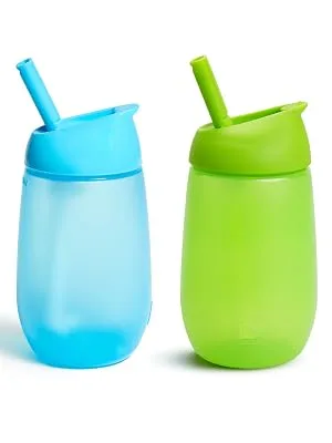 Munchkin  Simple Clean  Toddler Straw Cup  10 Ounce  2 Count (Pack of 1)  Blue/Green 2pk  Blue/Green - Simple Clean Cup