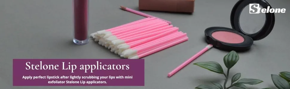 Stelone 200 Disposable Lip Brushes  Lipstick & Lip Gloss Applicators Lint Free Lip Wands for Makeup Pink 200 Count (Pack of 1) - Stelone Lip Applicators