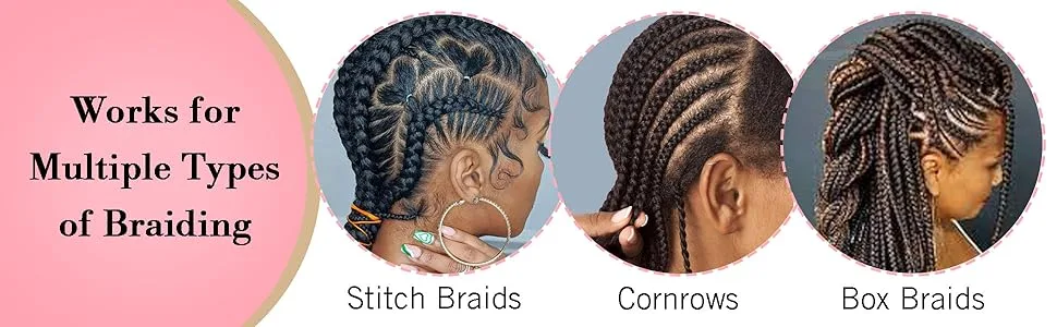 The Braid Aid Adjustable Finger Parting Tool - Stitch Braiding Tool  Finger Comb Hair Parting Tool - Lightweight Hair Separating Tool - Great for Any Hair Type - Black Pack of 1 - stitch braid tool for hair