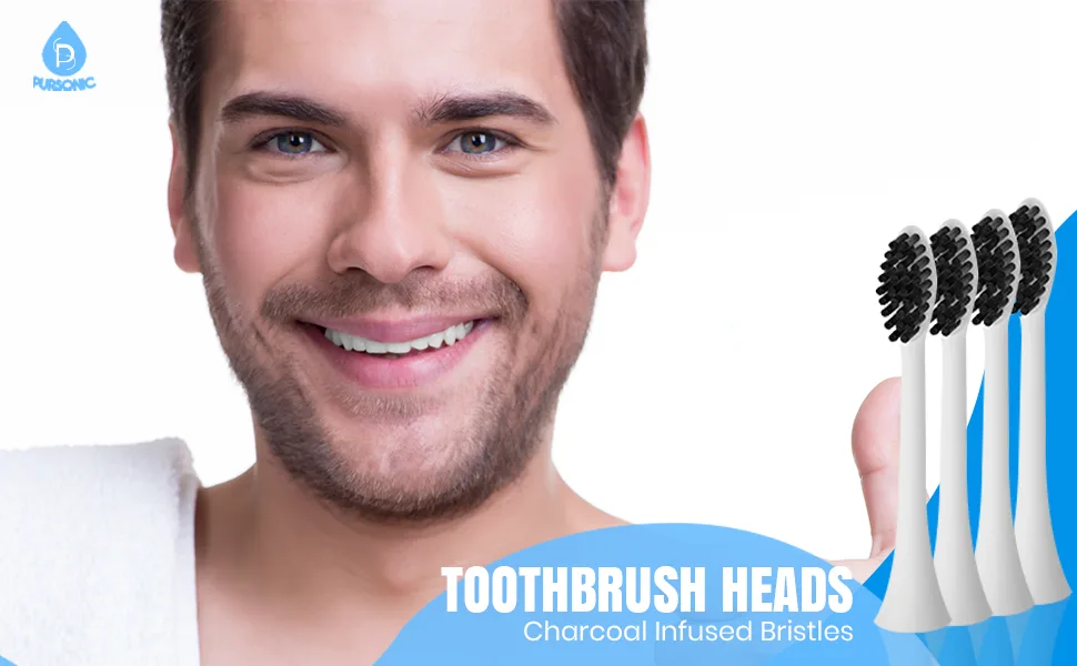 Pursonic Replacement Toothbrush Heads Charcoal Infused Bristles Compatible with Sonicare Electric Toothbrush 6 Pack 6 Count (Pack of 1) - product information 1