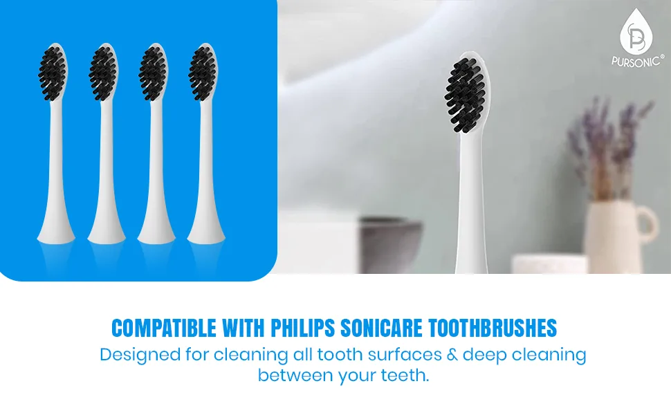 Pursonic Replacement Toothbrush Heads Charcoal Infused Bristles Compatible with Sonicare Electric Toothbrush 6 Pack 6 Count (Pack of 1) - product information 9