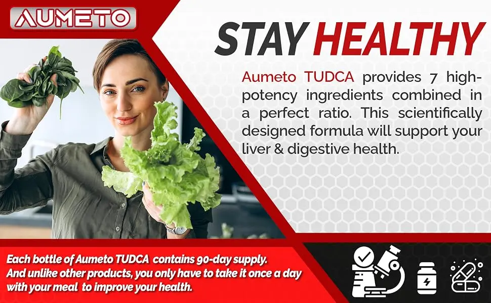 AUMETO TUDCA (Tauroursodeoxycholic Acid) 4260mg with Milk Thistle  Artichoke  Panax Ginseng  Astragalus  L-Arginine - Liver Support  Bile Flow Support  Digestion Support 90 Count (pack of 1) - Aumeto Tudca supplement