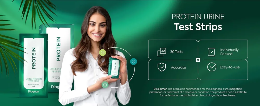 Protein Urine Test Strips Kit - Individually Packed at Home Urine Protein Test Strips - Urinalysis Strips for Protein in Urine (30 Pack) 30 Count (Pack of 1) - protein test strips