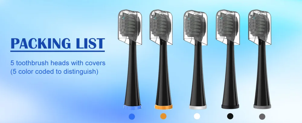 5 Count Compact Replacement Brush Heads with Covers for Flossing Toothbrush (SF-01 / SF-02 / SF-03 / SF-04) - Black) 5 Count (Pack of 1) Black - product information 3