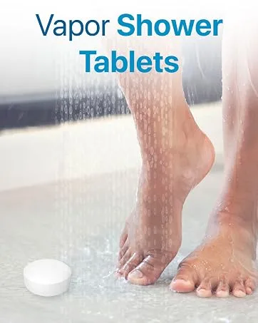 New Vapor Shower Tablets (10 Tabs) Pure Eucalyptus & Camphor 10 Count (Pack of 1) - Vapor Shower Tablets