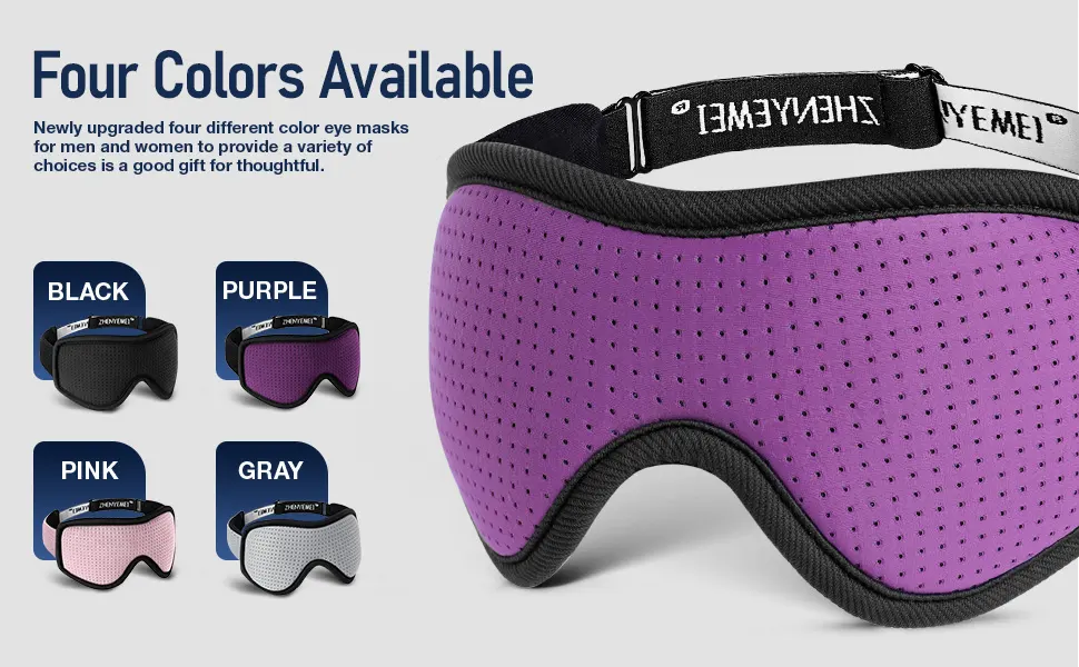 Sleep Mask for Men Women Blocking Light Sleeping  Zero Eye Pressure& Adjustable Eye Covers with Velcro Purple 1 Count (Pack of 1) - eye mask foe women