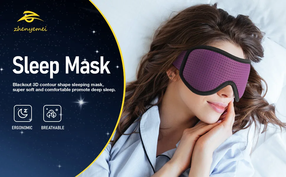 Sleep Mask for Men Women Blocking Light Sleeping  Zero Eye Pressure& Adjustable Eye Covers with Velcro Purple 1 Count (Pack of 1) - sleep mask