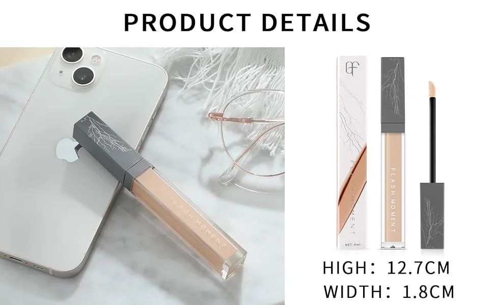 Flash Moment Silky Liquid Concealer Makeup  Under Eye creamy concealer  Full Coverage  High Block Deffect Force  Hydrating  Highlighters  for Dark Circles  Acnes  401  0.2 Fl Oz(Pack of 1) - product information 16