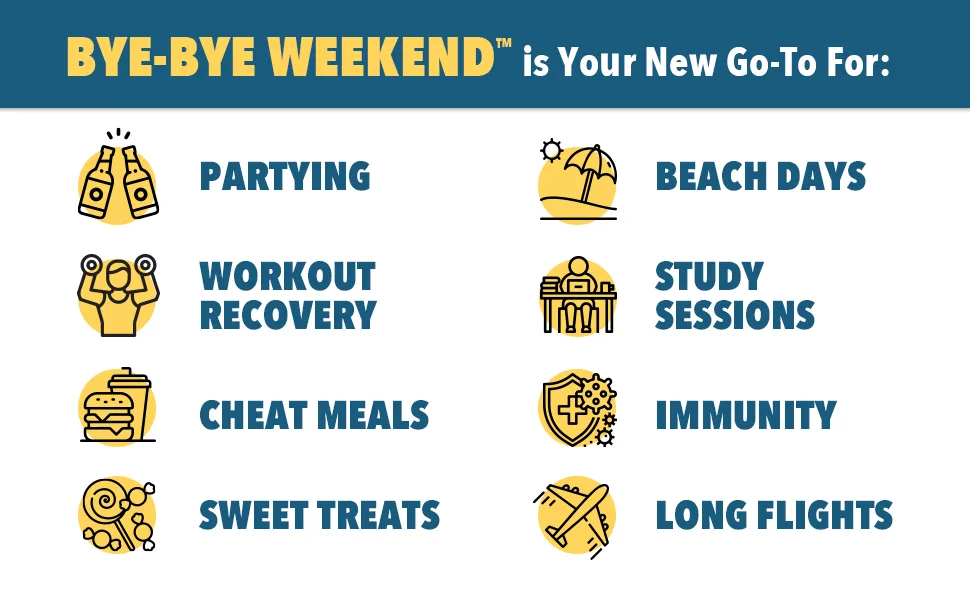 Bye-Bye Weekend Lemonade Drink Mix - Electrolytes  Probiotics  Vitamins for Liver & Gut - Goodbye Fatigue  Brain Fog - Zero Sugar 10 Count (Pack of 1) - your new go to for