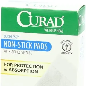 Curad Non-Stick Pads  2 Inches X 3 Inches with Adhesive Tabs  10 Count 1 Pack - product information 2