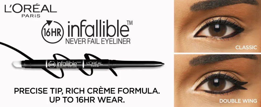 L'Oreal Paris Makeup Infallible Never Fail Original Mechanical Pencil Eyeliner with Built in Sharpener  Brown  0.008 oz. Brown 1 Pack - loreal eyeliner, longlasting eyeliner, black eyeliner, cat eye eyeliner