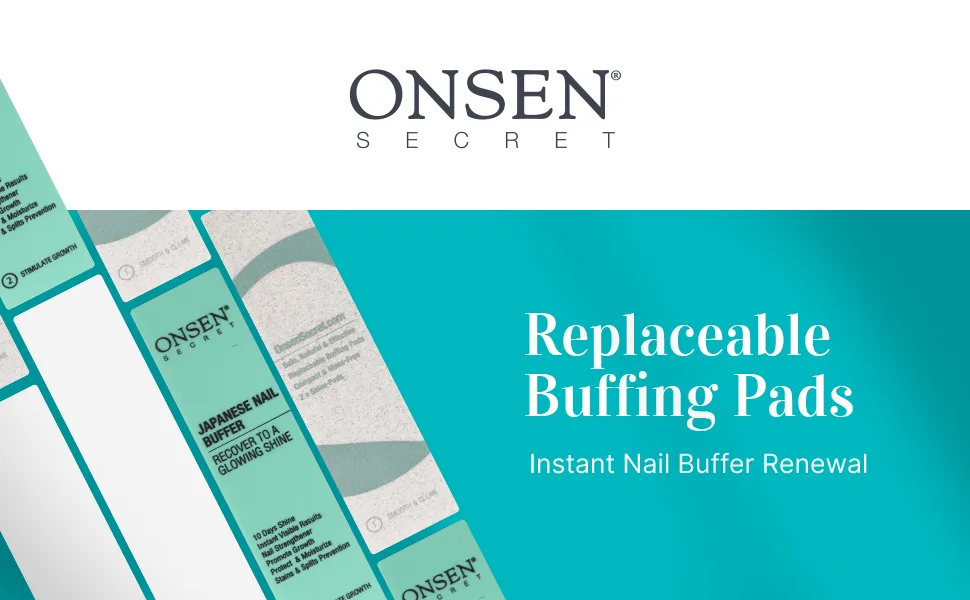 Onsen Secret Nail Buffer Block Replacement Pads - 3 Way Buffing Block Smooth Shine Natural Nail Buffing Pads w/ 3 Sides Coarse  Soft  Silky  Nail Buffer Replacement Pads Only - 4 Combo Pads - 1 Pack 1 Pack Replaceable Bu... - Nail Buffer Block Replacement Strips File Smooth Shine Mini Natural Polisher 3 Sides