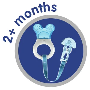 MAM Mini Cooler Teether with Clip Baby Teether  Cooling Mechanism Soothes Sore Gums  Relieves Teething Symptoms in Babies 2+ Months  1 Pack  2+ Months  Boy White/blue - the teething egg teething pacifier clip teething rings teething rings for babies