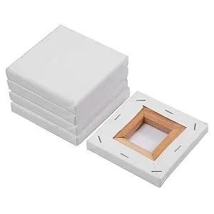 SL crafts Mini Stretched Canvas 4X4 (1 Pack of 6 Mini Canvases) - 6pcs Mini Stretched Canvas 4"X4"