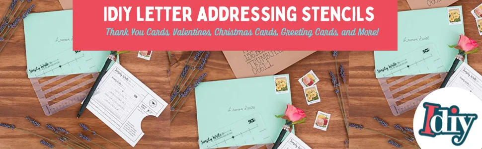 Lettering Envelope Addressing Stencil - Template Ruler Guide for Perfectly Straight Addressing- Fits All Envelopes (1 Pack) - Great for Sending Cards - letter addresser