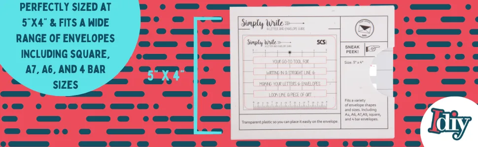 Lettering Envelope Addressing Stencil - Template Ruler Guide for Perfectly Straight Addressing- Fits All Envelopes (1 Pack) - Great for Sending Cards - letter addressers