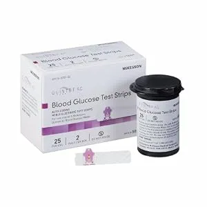 McKesson QUINTET AC Blood Glucose Test Strips - Auto Coding  Noble Electrode Strips  for Self-Testing and Point-of-Care Testing of Whole Blood Glucose  50 Strips  1 Pack 25 Count (Pack of 2) - Quintet AC Blood Glucose Test Strips